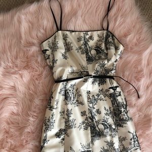 Phoebe black and white lined silk dress
